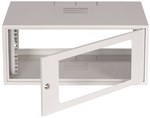 Dulap suspendat SIMPLE 19" 4Ux555x400 mm IP 30, pereti laterali plini, usa cu sticla RAL 7035