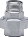Flat stainless steel threaded coupling with nut and screw 1"