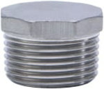 Stainless Steel Threaded Plug with Rim, Hexagonal 3/4"