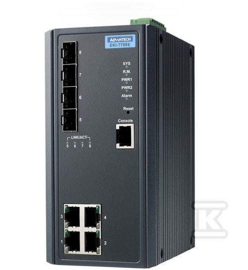 SWITCH 4xG PoE, 4xSFP керований темп. - EKI-7708G-4FPI-AE