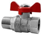 Nickel plated ball valve with a gland and aluminum butterfly (MAl) (N-W version) ONYX 3/4"