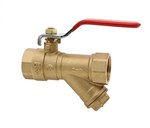 Ball valve with slant filter OPTI, with a gland with a steel lever (DSt), brass 1/2"