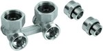 FUSION double shut-off angular radiator valve for VKO compact radiators with 2 intermediate sleeves nickel-plated 3/4"