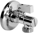 Angle ball valve with filter ANGEL PLUS chrome 1/2"-3/4"