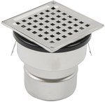 Adjustable body of the bathroom inlet with a square grate 140x 140 (optional siphon 502.050.110 and optional filter 502.000.000 S) vertical drain Ø110 MM