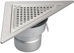 Adjustable TRIO bathroom inlet body with a triangular grate (to be purchased siphon 502.050.110 and optional filter 502.000.000 S) drain Ø 110 MM