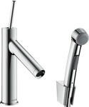 Bateria umywalkowa Starck z głowicą Bidette, wąż 160 cm, zestaw odpływowy Push-Open, Chrom
