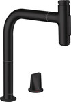 Bateria zlewozmywakowa Metris Select M71 2-otworowa jednouchwytowa 200, wyciągana wylewka, 2jet, sBox czarny mat