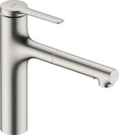 Bateria kuchenna 160, wyciągana wylewka, 2 strumieniowa, sBox lite Zesis M33 stal Szlachetna Finish