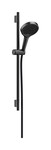 Zestaw prysznicowy 130 3 strumieniowy z drążkiem S Puro 65 cm PushSlider i tekstylnym wężem Designflex 160 cm Rainfinity czarny chrom Szczotkowany