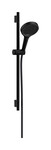 Zestaw prysznicowy 130 3 strumieniowy z drążkiem S Puro 65 cm PushSlider i tekstylnym wężem Designflex 160 cm Rainfinity czarny Matowy