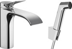 Bateria umywalkowa 110 z główką Bidette i wężem 160 cm, komplet odpływowy Push-Open Vivenis chrom
