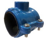 Soft pipe clamp PE/PCV dn/OD pipe 160mm with a outlet GW 5/4", EPDM, PN16, GJS-cast iron