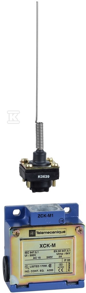 "Cat's whisker" limit switch 1NC+1NO, - XCKM106