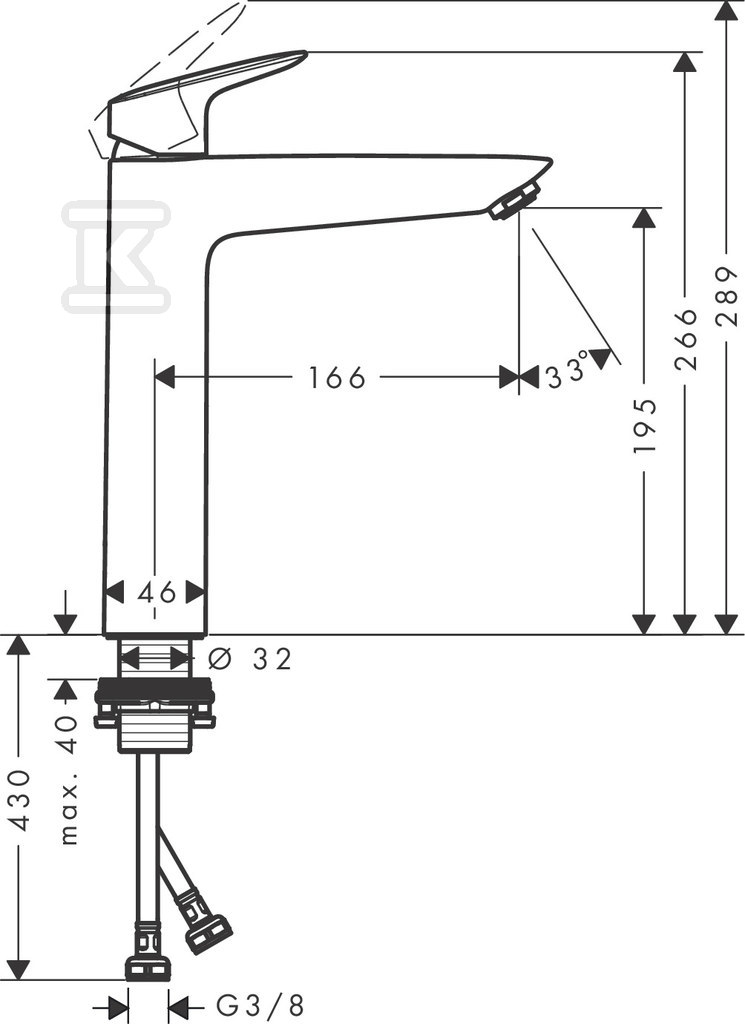 Hansgrohe Logis egykaros mosdócsap 190 - 71091000