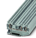 Złączka przelotowa sprężynowa, 3-przyłączowa, 4 mm2, 32 A, 800 V, szyna NS 35, niebieska