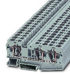 Złączka przelotowa sprężynowa, 3-przyłączowa, 6 mm2, 41 A, 1000 V, szyna NS 35, szara