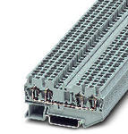 Złączka przelotowa sprężynowa, 4-przyłączowa, 2,5 mm2, 24 A, 800 V, szyna NS 35, szara