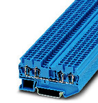 Złączka przelotowa sprężynowa, 4-przyłączowa, 2,5 mm2, 24 A, 800 V, szyna NS 35, niebieska