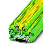 Złącze dwupoziomowe PE, sprężynowe, 4-przyłączowe, 2,5 mm2, szyna NS 35, zielono-żółte