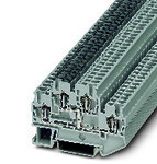 Złączka dwupoziomowa z łącznikiem potencjału, sprężynowa, 2,5 mm2, 22 A, 500 V, szyna NS 35, szara