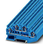 Złączka szynowa 2-poziomowa, sprężynowa, 500 V / 30 A, 4 mm2, zakres 0,08–6 mm2, NS 35/7,5 i 35/15, niebieska