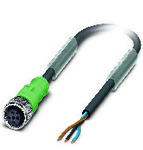 Kabel czujnika/urządzenia wykonawczego, 3-bieg., PUR bez halogenów, czarno-szary (RAL 7021), wolny koniec przewodu, na Gniazdo proste M12, kodowanie: A, długość kabla: 5 m