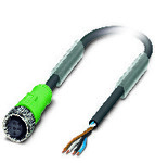 Kabel czujnika/urządzenia wykonawczego, 4-bieg., PUR bez halogenów, czarno-szary (RAL 7021), wolny koniec przewodu, na Gniazdo proste M12, kodowanie: A, długość kabla: 3 m