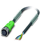 Kabel czujnika/urządzenia wykonawczego, 5-bieg., PUR bez halogenów, czarno-szary (RAL 7021), wolny koniec przewodu, na Gniazdo proste M12, kodowanie: A, długość kabla: 10 m