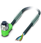 Kabel czujnika/urządzenia wykonawczego, 5-bieg., PUR bez halogenów, czarno-szary (RAL 7021), wolny koniec przewodu, na Gniazdo kątowy M12, kodowanie: A, długość kabla: 3 m