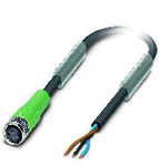 Kabel czujnika/urządzenia wykonawczego, 3-bieg., PUR bez halogenów, czarno-szary (RAL 7021), wolny koniec przewodu, na Gniazdo proste M8, kodowanie: A, długość kabla: 10 m