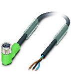 Kabel czujnika/urządzenia wykonawczego, 3-bieg., PUR bez halogenów, czarno-szary (RAL 7021), wolny koniec przewodu, na Gniazdo kątowy M8, kodowanie: A, długość kabla: 3 m