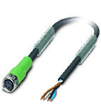 Kabel czujnika/urządzenia wykonawczego, 4-bieg., PUR bez halogenów, czarno-szary (RAL 7021), wolny koniec przewodu, na Gniazdo proste M8, kodowanie: A, długość kabla: 10 m