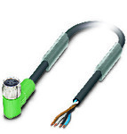 Kabel czujnika/urządzenia wykonawczego, 4-bieg., PUR bez halogenów, czarno-szary (RAL 7021), wolny koniec przewodu, na Gniazdo kątowy M8, kodowanie: A, długość kabla: 5 m