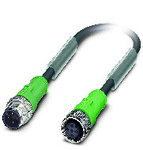 Kabel czujnika/urządzenia wykonawczego, 4-bieg., PUR bez halogenów, czarno-szary (RAL 7021), Wtyki proste M12, kodowanie: A, na Gniazdo proste M12, kodowanie: A, długość kabla: 2 m