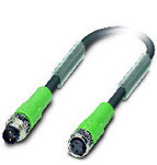 Kabel czujnika/urządzenia wykonawczego, 3-bieg., PUR bez halogenów, czarno-szary (RAL 7021), Wtyki proste M8, kodowanie: A, na Gniazdo proste M8, kodowanie: A, długość kabla: 0,6 m