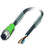 Kabel czujnika/urządzenia wykonawczego, 4-bieg., PUR bez halogenów, czarno-szary (RAL 7021), Wtyki proste M12, kodowanie: A, na wolny koniec przewodu, długość kabla: 5 m