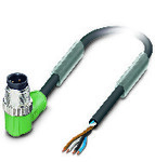 Kabel czujnika/urządzenia wykonawczego, 4-bieg., PUR bez halogenów, czarno-szary (RAL 7021), Wtyki kątowy M12, kodowanie: A, na wolny koniec przewodu, długość kabla: 5 m