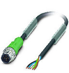 Kabel czujnika/urządzenia wykonawczego, 5-bieg., PUR bez halogenów, czarno-szary (RAL 7021), Wtyki proste M12, kodowanie: A, na wolny koniec przewodu, długość kabla: 5 m
