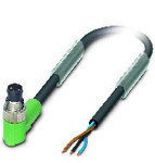 Kabel czujnika/urządzenia wykonawczego, 3-bieg., PUR bez halogenów, czarno-szary (RAL 7021), Wtyki kątowy M8, kodowanie: A, na wolny koniec przewodu, długość kabla: 5 m