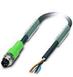 Kabel czujnika/urządzenia wykonawczego, 4-bieg., PUR bez halogenów, czarno-szary (RAL 7021), Wtyki proste M8, kodowanie: A, na wolny koniec przewodu, długość kabla: 5 m