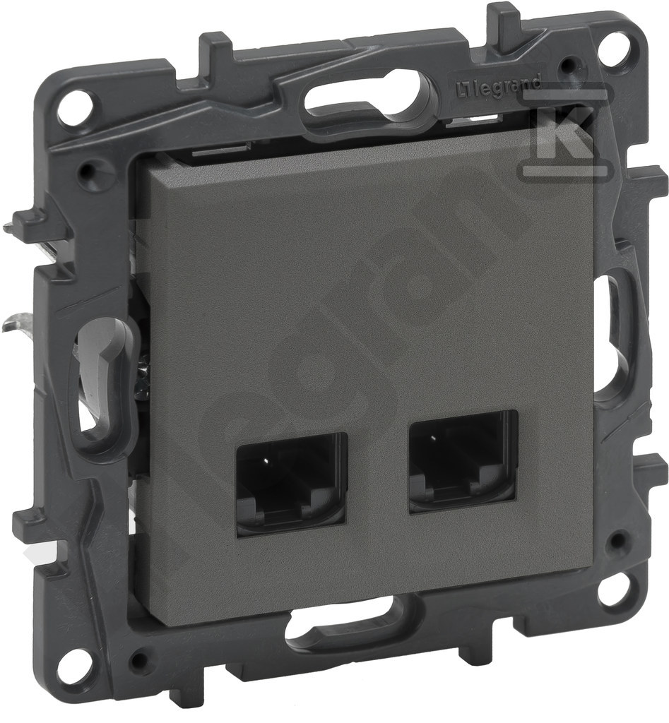 Double socket 2xRJ45 cat. 6A STP- steel color, NILOE STEP 863470 ...