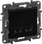 Double socket 2xRJ45 cat.5e UTP- black color, NILOE STEP