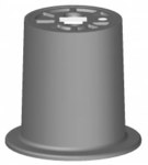 Skrzynka uliczna tworzywowa z napisem "W" (WODA), H=150mm, typ FIG-149, do nawiertki, korpus PEHD, pokrywa żeliwna okrągła