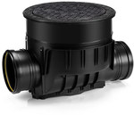 Backwater valve for pipes DN160 for installation in the floor, with a tight cover, black