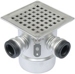 Adjustable bathroom inlet body with a grate (to be purchased siphon 502.050.110 and optional filter 502.000.000 S), square grate, vertical drain Ø110 MM, with 2 side inlets