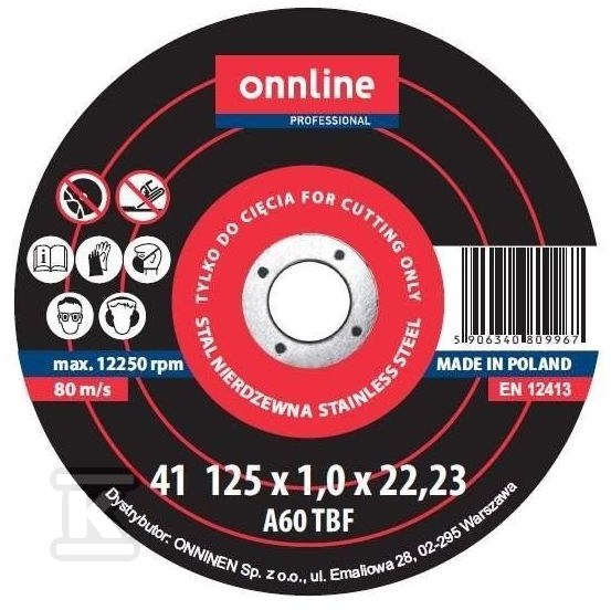 INOKS disk za sečenje 125x1x22 ONNLINE - 9D14325101