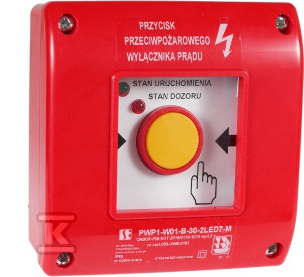 Przeciwpożarowy (PPOŻ) wyłącznik prądu - PWP1-W01-A-20-2LED7\M