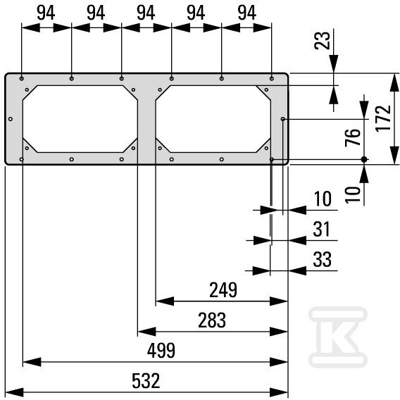 Deska pro montáž přírub do skříní CS - 112917