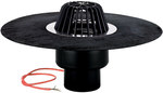 Roof drain, flat gravity, heated 160mm basket, bituminous flange